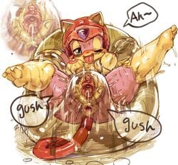 1girls 2013 anal anthro anus barefoot breasts curvaceous domestic_cat feet feline female fur furry gaping_anus gaping_pussy halsione helmet kemono mammal nipples pink_fur polly_esther pussy samurai_pizza_cats soles tail toes tongue_out vaginal_penetration