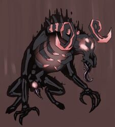 2022 2_fingers ancient_fuelweaver_(don't_starve) animal_genitalia animal_penis animated_skeleton anthro balls bodily_fluids bone demon don't_starve drooling fingers genital_fluids genitals glowing glowing_eyes glowing_genitalia glowing_penis hooves horn klei_entertainment male male_only monster monsterjerky penis precum saliva shadow_creature simple_background skeleton skull skull_head solo tongue tongue_out undead unusual_anatomy unusual_genitalia unusual_penis