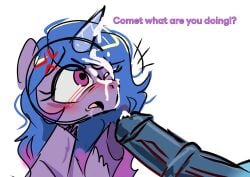 angry angry_expression angry_face animal_genitalia animal_penis auroricorn blue_body blue_fur blue_hair blue_penis blue_skin blush blushing_at_partner color colored comet_(mlp) cum cum_drip cum_in_face cum_on_body cum_on_face cum_on_hair dark_penis english english_text equid equine equine_penis female female_feral female_focus feral feral_female feral_only hasbro hooves horn horse horse_ears horse_girl horse_penis horsecock innocent izzy_moonbow_(mlp) male male_out_of_frame medial_ring mlp_g5 my_little_pony my_little_pony netflix offscreen_character offscreen_male out_of_frame_male penis penis_on_face pink_eyes pink_pupils pony ponygirl purple_body purple_fur simple_background text touching_penis unicorn unicorn_horn unicorn_pony vv1_nsfw white_background