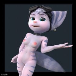 1:1 1girls 3d absurd_res anthro areola ass black_clothing blue_eyes blush breasts clothed clothing digital_media_(artwork) ear_piercing ear_ring eyewear eyewear_on_head female female_only fur genitals goggles goggles_on_head hi_res latex lingerie lombax looking_at_viewer mammal nipples non-human_areolae open_mouth piercing presenting presenting_hindquarters presenting_pussy pussy ratchet_and_clank ring_piercing rivet_(ratchet_and_clank) sharperit simple_background smile solo sony_corporation sony_interactive_entertainment stripes swimwear tail teeth tongue translucent translucent_clothing translucent_latex white_body white_fur widescreen