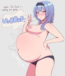 1girls big_belly big_breasts blue_hair blush burping clothing elpacha2 embarrassed eula_(genshin_impact) female female_only gassy genshin_impact indigestion mihoyo navel nipples overweight panties rumbling_stomach stuffed_belly topless uncomfortable yellow_eyes