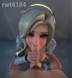 1boy 1girls 3d blowjob fellatio looking_at_viewer mercy overwatch overwatch_2 pov rwt4184