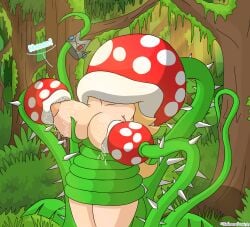 1girls big_breasts blonde_hair blue_text breast_sucking breasts busty busty_female captured crown domination jungle large_breasts lips mario_(series) nintendo nipples piranha_plant plant princess_rosalina sucking_face super_mario_bros. super_mario_rpg tentacle text thighs unknowndraw6798 yellow_hair