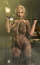 ada_wong ada_wong_(adriana) blonde_hair bodysuit_tattoo full_body_tattoo mistery_3d pierced_nipples resident_evil resident_evil_2 resident_evil_2_remake resident_evil_4 resident_evil_4_remake tattoos