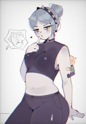 big_breasts big_thighs big_titties breasts clothing curvaceous curvaceous_female curvaceous_figure curvy curvy_figure curvy_hips dayronz1 fang_(gvh) female female_focus female_only gray_hair humanoid looking_at_viewer short_hair snoot_game yellow_eyes