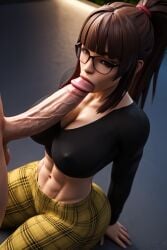 1boy 1girls 3d abs ai ai_generated athletic_female bangs bare_midriff big_ass big_breasts big_penis black_shirt blowjob blunt_bangs brown_hair busty fellatio female fit_female glasses long_hair long_sleeves madz(oc) muscular_female muscular_male obliques oral oral_penetration oral_sex pawg perfect_ass perfect_body plaid plaid_pants ponytail radnsad slim_girl slim_thick slim_waist sucking sucking_penis thick_penis thick_thighs tight_clothing toned_female veiny_penis yellow_pants