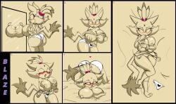 2020 anthro ass bed big_breasts big_butt blaze_the_cat breasts clothing domestic_cat felid feline felis female furniture hi_res mammal masturbation nipples roga141 sega solo sonic_the_hedgehog_(series) underwear undressing