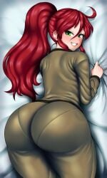 ai_generated big_ass laying_down looking_back pajamas panties_visible_through_clothing pyrrha_nikos rwby rwbyai