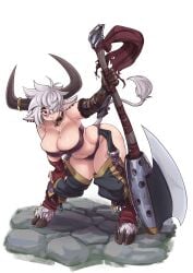 1girls ass aunt aunt_hellen_(insouwu) axe belly_button big_ass big_breasts breasts child_bearing_hips chubby chubby_female cow_ears cow_girl cow_horns cow_tail earrings eyebags fangs female hair_over_one_eye insouwu massive_ass massive_breasts mature_female milf minotaur minotaur_female mole_on_breast nipples_visible_through_clothing no_bra original_character piercing red_eyes scars scars_all_over sharp_teeth short_hair thick_ass thick_hips thick_legs thick_lipsno_bra thick_thighs thighhighs tomboy_milf