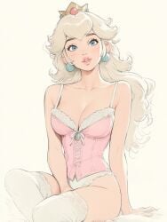 blonde_female blonde_hair blue_eyes breasts drawing nhoeskape princess_peach super_mario_bros. tagme tiara