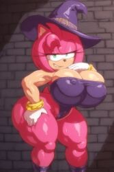 amy_rose angelauxes anthro female hedgehog huge_breasts solo thick_thighs wide_hips