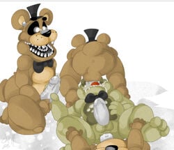 cum cum_in_ass five_nights_at_freddy's five_nights_at_freddy's_4 freddles from_behind frots furry furry_only gay no_humans plushtrap plushtrap_(fnaf) robot sex threesome yaoi