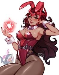 1girls blushypixy blushyspicy bunny_ears bunny_girl bunnysuit female female_focus jeff_the_land_shark looking_at_viewer marvel marvel_rivals pantyhose scarlet_witch scarlet_witch_(marvel_rivals) url wanda_maximoff white_background