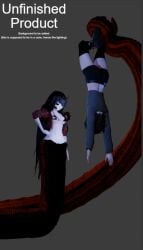 blender blender_cycles captured clothed femboy femdom lamia morgundy_(artist) morgundy_(morgundy) restrained snake snake_girl snake_tongue tohka_(morgundy) upside-down