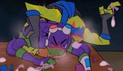 2018 blush closed_eyes condom cum donatello donatello_(rise_of_the_tmnt) leonardo leonardo_(rise_of_the_tmnt) leonardo_(tmnt) nickelodeon rise_of_the_teenage_mutant_ninja_turtles teenage_mutant_ninja_turtles tmnt tmnt_2018