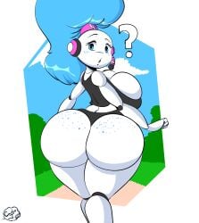 big_ass big_breasts carlos_jurado_cartoons crystal_(cjr_cartoons) freckles_on_ass jogging jogging_outfit looking_at_viewer looking_back_at_viewer stalking surprised_expression tagme