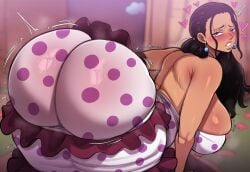 1girls ai_generated ass ass_in_dress big_ass big_breasts black_hair clothing dat_ass female female_focus female_only huge_ass huge_breasts large_breasts latina mullon novelai one_piece sweat viola_(one_piece)