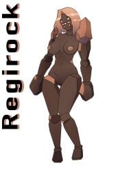 angular big_breasts breasts brown_body cheetahboiyt_(artist) curvy female female_only gijinka legendary_pokémon multiple_eyes orange_eyes orange_hair orange_nipples pokemon pokemon_(species) pokemon_rse pussy regirock rock seven_eyes shiny_pokemon stone_body