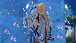 1boy 3d aether_(genshin_impact) crescent genitals genshin_impact holding horny_female koikatsu long_hair mihoyo mualani_(genshin_impact) pleasure_face sex straight vaginal_penetration vaginal_sex