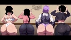 4girls animated ass ass_parade back_view big_ass chainsaw_man clapping_cheeks fami_(chainsaw_man) female female_only freshnsfw from_behind giggle huge_ass lineup longer_than_10_seconds mitaka_asa multiple_girls nayuta_(chainsaw_man) shorter_than_30_seconds sound tagme video