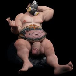 3d balls big_balls big_penis flaccid male male_only mask nsfwmaker nude overwatch penis roadhog solo solo_male