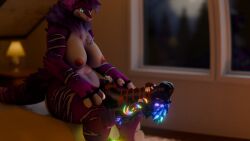 3d animal_genitalia animal_penis big_breasts big_penis blender_(artwork) bondage bound breasts digital_media_(artwork) equine_genitalia equine_penis female genitals hi_res nipples nude penis rope rubberycrow size_difference