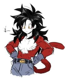 bandage fingerless_gloves pan_(dragon_ball) super_saiyan_4 topless