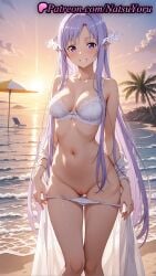 1girls 2025 ai ai_assisted ai_generated anime anime_style asian ass_visible_through_thighs bangs bare_shoulders beach beach_chair beach_umbrella blush bow bow_bra bra breasts bust busty cleavage cleft_of_venus cloud collarbone elf elf_ears fairy_(sao) feet_out_of_frame female female_focus female_only grin hair_ornament hentai hi_res high_quality high_resolution highres horizon lace-trimmed_bra lace_trim legs light-skinned_female lingerie long_hair looking_at_viewer medium_breasts natsuyoru navel ocean off_shoulder outdoors paipan palm_tree panties pantsu panty_pull patreon pointed_ears pointy_ears pulled_by_self purple_eyes purple_hair pussy quinella_(sword_art_online) sand shore sky smile solo solo_female stable_diffusion standing stomach sun sunset swimsuit sword_art_online sword_art_online_alicization thigh_gap thighs tree umbrella uncensored underwear underwear_only undressing vagina very_long_hair voluptuous voluptuous_female water white_bra white_panties