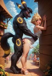 ai_generated anal anthro_male_on_human_femboy cloud_strife crossover cum cum_in_ass cum_while_penetrated eeveelution femboy final_fantasy final_fantasy_vii high_heels nintendo nipples pokemon sex toasty3fgff44f4hg