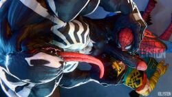 black_skin blowjob double_blowjob gay iron_fist killystein male male_only marvel_rivals mask masked masked_male mmm_threesome muscular muscular_male oral oral_sex spider-man threesome venom_(marvel)