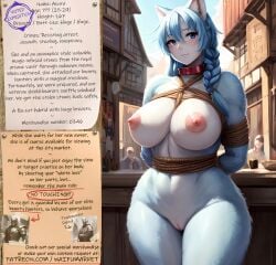 ai_generated anime blue_eyes blue_fur blue_hair bondage bounty_hunters chubby collar edited expedition fantasy feline female fictional fox furry huge_boobs huge_breasts market naked nude photoshop roleplay ropes slave slavegirl slavery voted waifu waifumarket