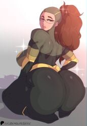 1female 1girls ass_focus back_view big_ass colored female invincible okioppai shrinking_rae solo_female tagme twitter_link