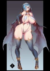 big_ass big_breasts high_heels huge_breasts light-skinned_female mabo9317 nun solo thick_thighs wings