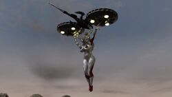 3d alien alien_girl alien_humanoid breasts glowing_eyes large_breasts nipples nude original original_character outside silver_skin superheroine thick_thighs ultraman_(franchise) ultrawoman wide_hips yoidore