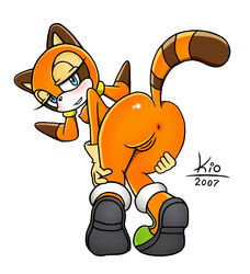 anthro anus ass back_view blush boots breasts color female female_only footwear fur furry gloves handwear kio marine_the_raccoon nipples nude raccoon solo sonic_(series) tagme tail vulva