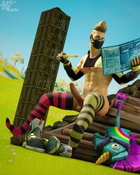 3d 3d_(artwork) 3d_model aiming drift_(fortnite) erect_penis erection firearm fortnite gun hung kazuworks long_penis male male_focus male_only masculine outdoor outdoors rifle skimpy_clothes skimpy_outfit solo solo_focus solo_male thigh_highs