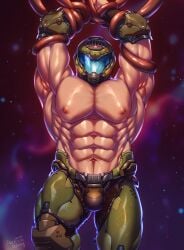 buff doom doom_slayer_(doom) male_only muscles muscular muscular_male pecs shirtless tavie_grosky tentacle