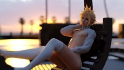 1boy 1human 1male 3d 3d_(artwork) 3d_model androgynous blonde_hair cloud_strife day daytime femboy femboy_focus femboy_only feminine_body feminine_faced_male feminine_male feminine_pose final_fantasy final_fantasy_vii final_fantasy_vii_remake green_eyes lean_body lean_muscle light-skinned_male light_skin male male_chastity male_chastity_device male_focus male_only nipple_clamps scantily_clad skimpy_topwear slim_male solo solo_femboy solo_focus solo_male square_enix trist_ava yaoi