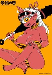 bikini character_request cyclops cyclops_girl hitomi_sensei_no_hokenshitsu huge_breasts monster_girl oni oni_girl oni_horn red_skin shake-o tagme