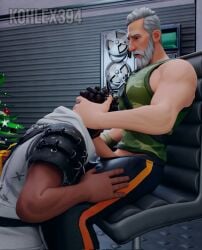 2boys age_difference blowjob fortnite fortnite:_save_the_world gay ken_(fortnite) kohlex major_oswald male male/male male_focus male_only old_man penis yaoi