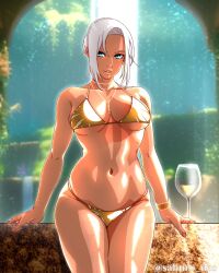 1girls bare_legs bare_shoulders bikini blue_eyes breasts busty cleavage curvaceous curvy curvy_body curvy_female curvy_figure drink drinking_glass earrings female female_only glass hair_bun long_hair looking_at_viewer mabui mature mature_female naruto naruto_(series) naruto_shippuden pinup revealing_swimsuit saburo_des seductive seductive_eyes seductive_look seductive_mouth seductive_smile silver_hair skimpy skimpy_bikini solo solo_focus swimsuit thick_thighs voluptuous