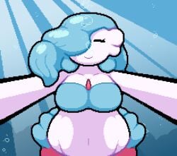 big_breasts bubbles gardevoir holding mermaid mermaid_tail okami_tomato pixel_art pokemon pokemon_(species) pov shiny_pokemon underwater