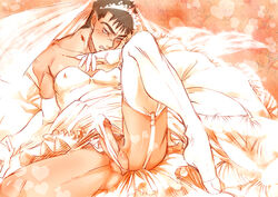 1boy androgynous balls berserk bride bride_gown crossdressing erection girly guts_(berserk) male male_bride male_only penis penis_in_panties penis_under_dress tagme testicles wedding_dress