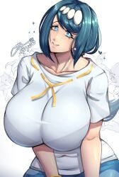 1girls 2023 big_breasts blue_eyes blue_hair coolpsyco106 female huge_breasts lana's_mother_(pokemon) milf pokemon pokemon_sm solo solo_female tagme