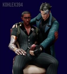 2boys fortnite handjob killian_(fortnite) kohlex male_focus male_only montague_(fortnite) penis penis_grab sitting undressing yaoi