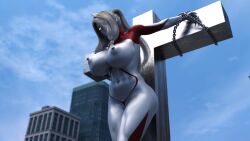 3d alien alien_girl alien_humanoid breasts glowing_eyes large_breasts nipples nude original original_character outside silver_skin superheroine thick_thighs ultraman_(franchise) ultrawoman wide_hips yoidore