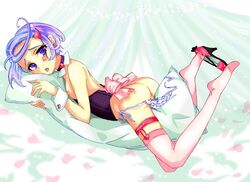 1girls ass breasts clothing corset doki_doki_precure dokidoki!_precure female flat_chest kenzaki_makoto nipples panties panties_around_one_leg porcini_no.1_no.2 precure pretty_cure purple_eyes purple_hair side-tie_panties stockings tagme thighhighs