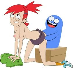 1boy 1boy1girl 1girls 2010 accurate_art_style alpha_channel animated ass_grab bloo bloo_me_(zone) bottomless breasts cartoon_network clothing doggy_style edit female for_sticker_use foster's_home_for_imaginary_friends frankie_foster male no_background png red_hair skirt socks sticker_template third-party_edit topless transparent_background transparent_png very_fast zone