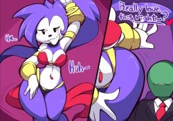 anon ass belly_dancer breasts color colored furry heart hedgehog hedgehog_ears hedgehog_girl hedgehog_humanoid hedgehog_tail hips jigokunsfw navel_piercing needlemouse_(character) needlemouse_(series) presenting_ass sarah_henderson_(needlemouse) shantae_(cosplay) shantae_needlemouse text wide_hips