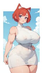 1female 1girls ai_generated ass big_ass big_breasts blue_eyes breasts cat_ears cat_girl catgirl dress female female_only fit_female girl huge_boobs huge_breasts jorgecarlosai muscular muscular_female neko_girl nekomimi nipple_bulge nipples open_mouth red_hair red_head see-through see-through_clothing short_hair solo solo_female taut_clothes thick thick_ass thick_thighs thighs tight_clothing tight_fit tights voluptuous voluptuous_female wide_hips